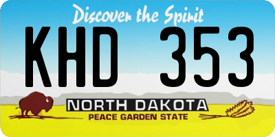 ND license plate KHD353