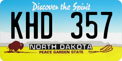 ND license plate KHD357