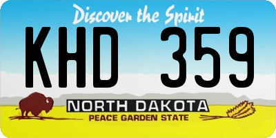 ND license plate KHD359