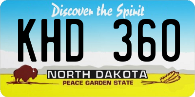 ND license plate KHD360