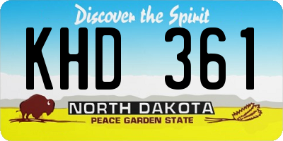 ND license plate KHD361