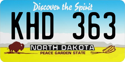 ND license plate KHD363