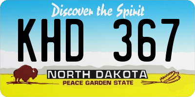 ND license plate KHD367