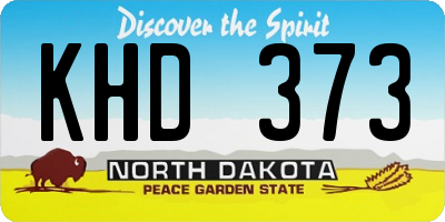 ND license plate KHD373