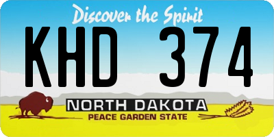 ND license plate KHD374