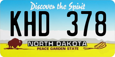 ND license plate KHD378