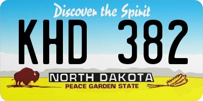 ND license plate KHD382