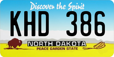 ND license plate KHD386