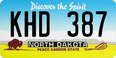 ND license plate KHD387