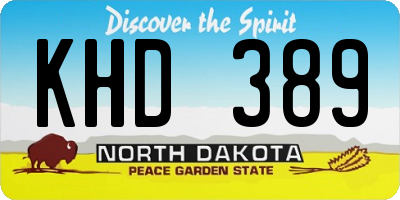 ND license plate KHD389