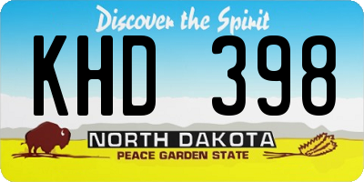 ND license plate KHD398