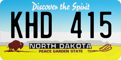 ND license plate KHD415