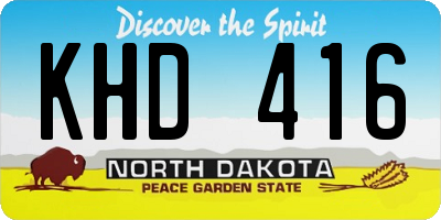 ND license plate KHD416