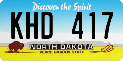 ND license plate KHD417