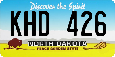 ND license plate KHD426