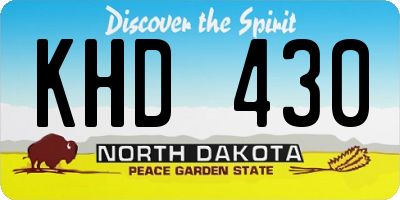 ND license plate KHD430