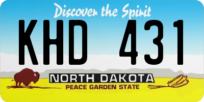 ND license plate KHD431