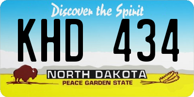 ND license plate KHD434