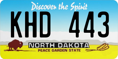 ND license plate KHD443