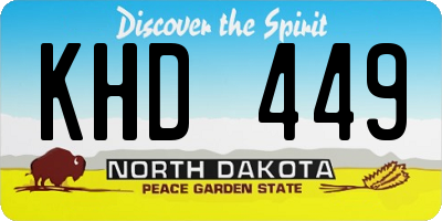 ND license plate KHD449