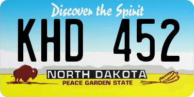 ND license plate KHD452