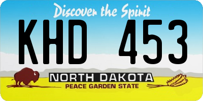 ND license plate KHD453