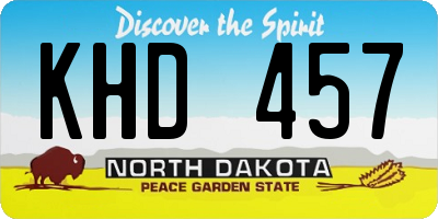 ND license plate KHD457