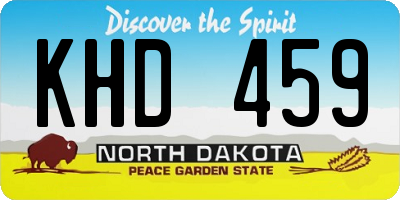 ND license plate KHD459