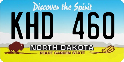 ND license plate KHD460
