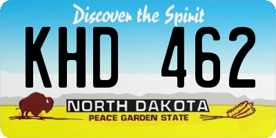 ND license plate KHD462