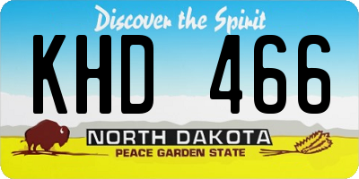 ND license plate KHD466