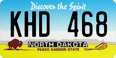 ND license plate KHD468