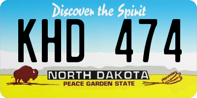 ND license plate KHD474