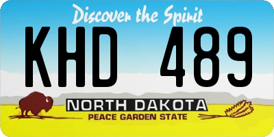 ND license plate KHD489