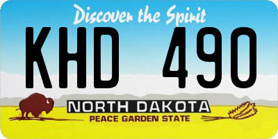 ND license plate KHD490