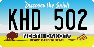 ND license plate KHD502