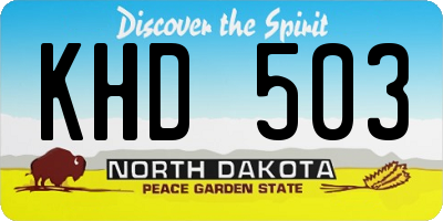 ND license plate KHD503