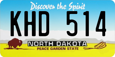 ND license plate KHD514