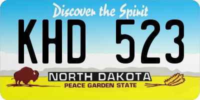ND license plate KHD523