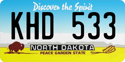 ND license plate KHD533