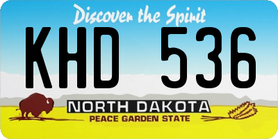 ND license plate KHD536
