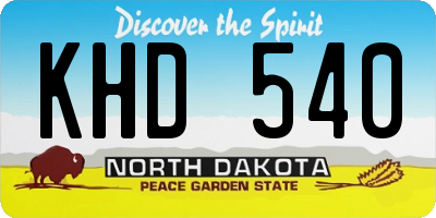 ND license plate KHD540