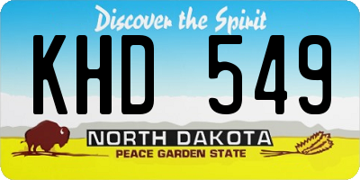 ND license plate KHD549