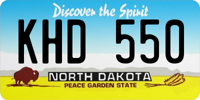 ND license plate KHD550