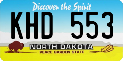 ND license plate KHD553