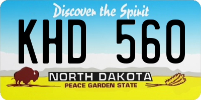 ND license plate KHD560