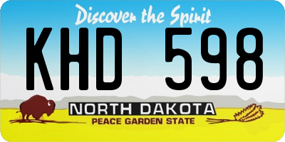 ND license plate KHD598