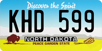 ND license plate KHD599