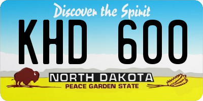 ND license plate KHD600