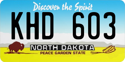 ND license plate KHD603